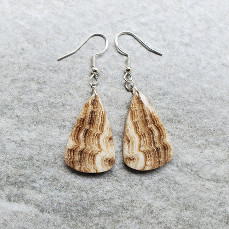 Teardrop shaped Aragonite gemstone earrings on sterling silver ear wires