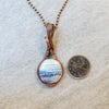Blue Scheelite round stone  wire wrapped pendant