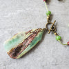 Chrysoprase nugget on hand knotted silk cord beaded necklace