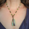 Chrysoprase nugget on hand knotted silk cord beaded necklace