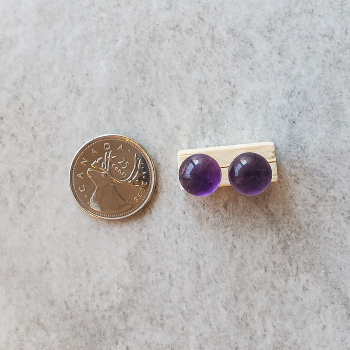 Natural Amethyst stone stud earrings