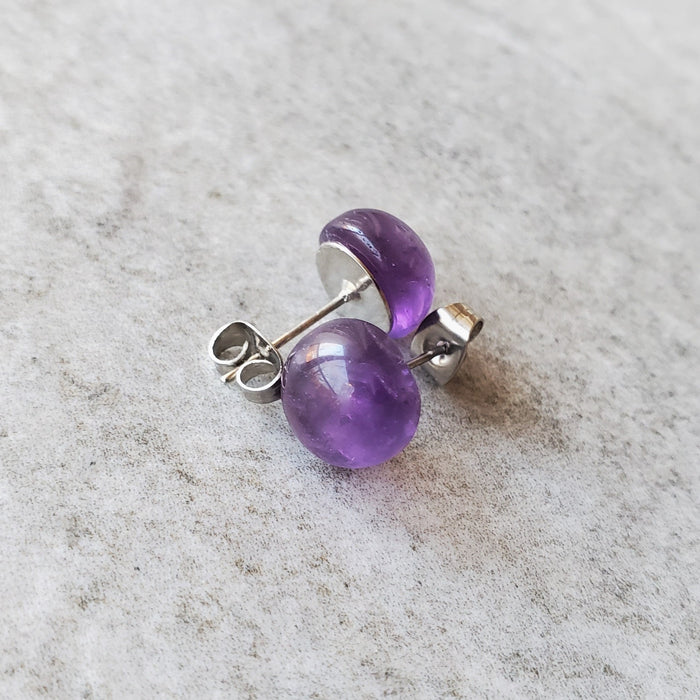 Natural Amethyst stone stud earrings