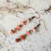 Carnelian chip stack earrings on copper ear wires