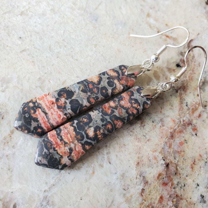 Leopard Skin Jasper earrings on sterling silver ear wires