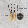 Coconut Fossil stone hanging on antique brass coloured ear wires. Beachy jewelry