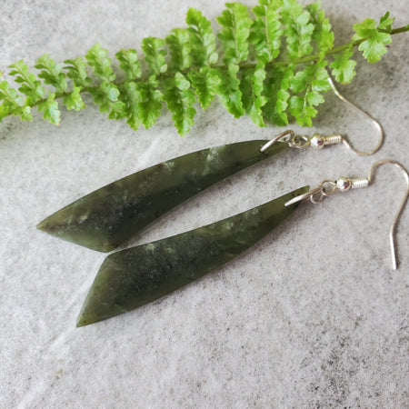 freeform Canadian Jade gemstones on sterling silver ear wires.