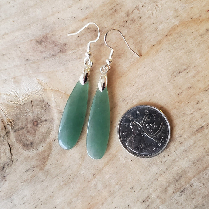 Teardrop Green Aventurine earrings with sterling silver ear wires