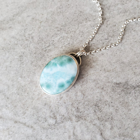 One of a kind Larimar silversmith necklace  with chain