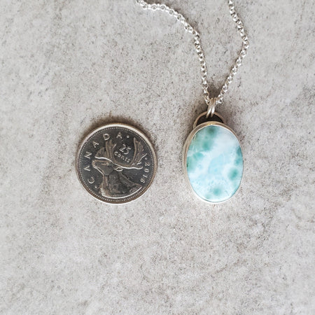One of a kind Larimar silversmith necklace  with chain