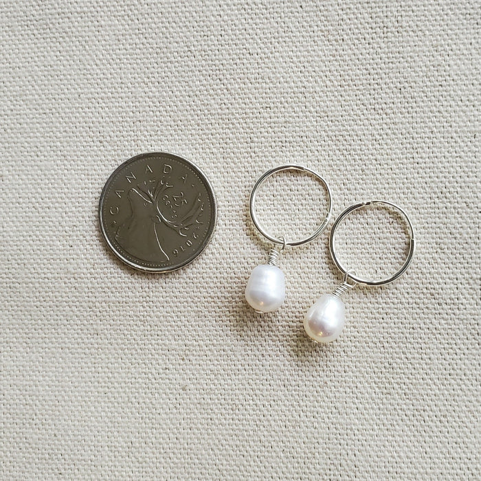 sterling silver hoop earrings with Potato Pearl