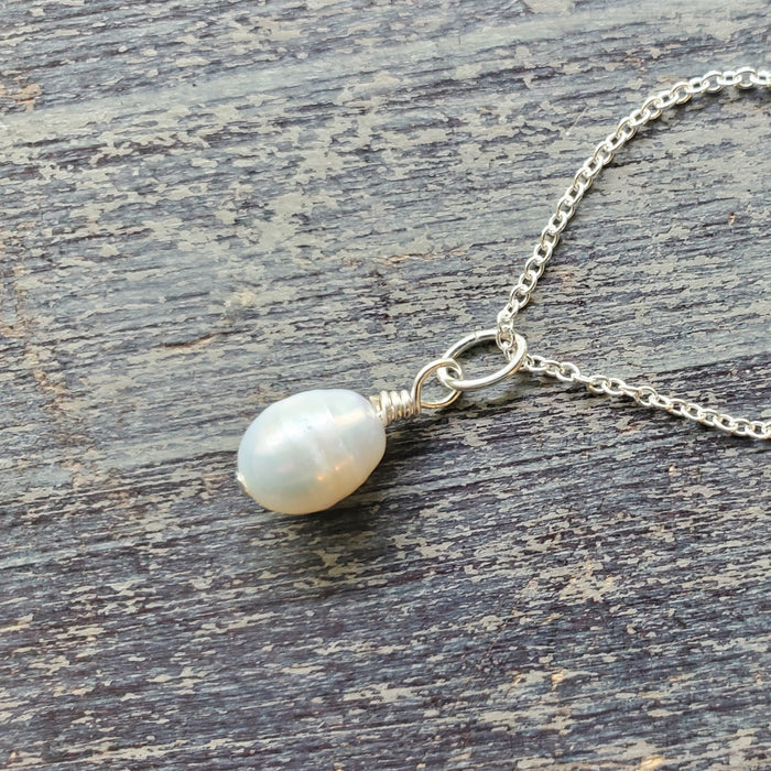 Potato pearl pendant with sterling silver chain