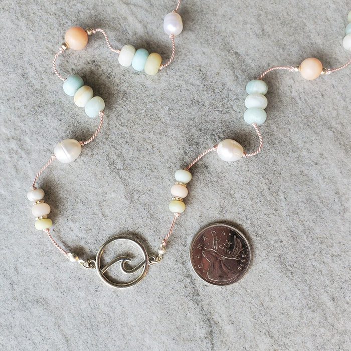 amazonite pearl wave connector necklace