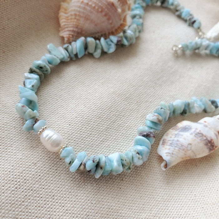 Larimar Chip Choker Necklace