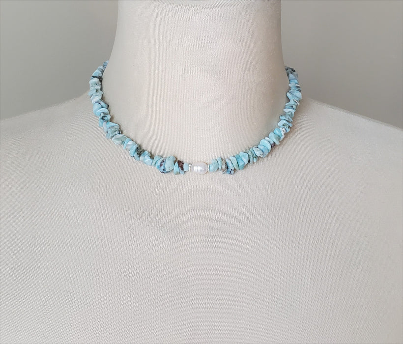 Larimar Chip Choker Necklace