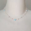 Hand knotted pearl larimar choker necklace