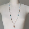 multi gemstone shell knotted silk necklace