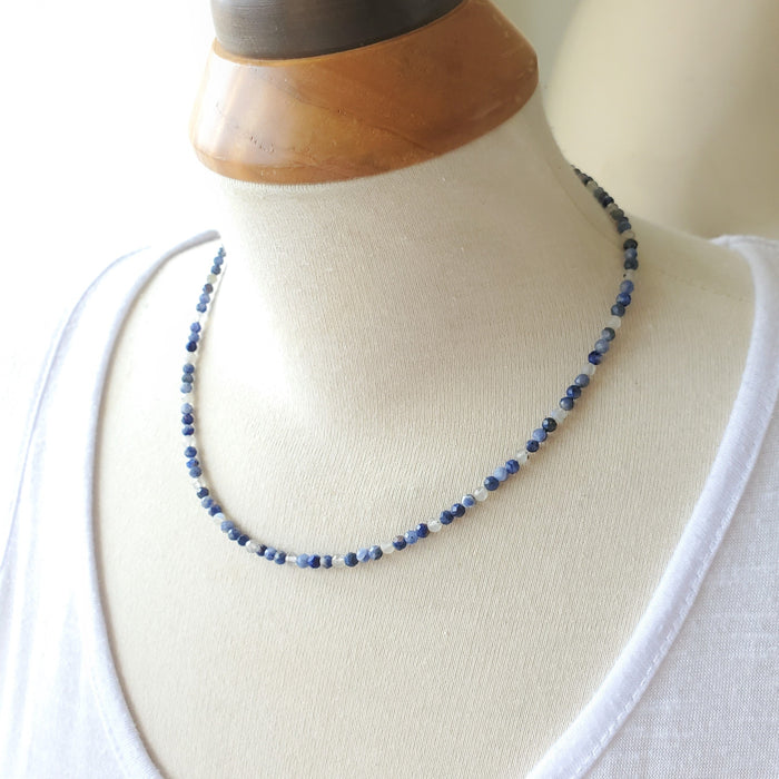 faceted Sodalite Labradorite choker necklace