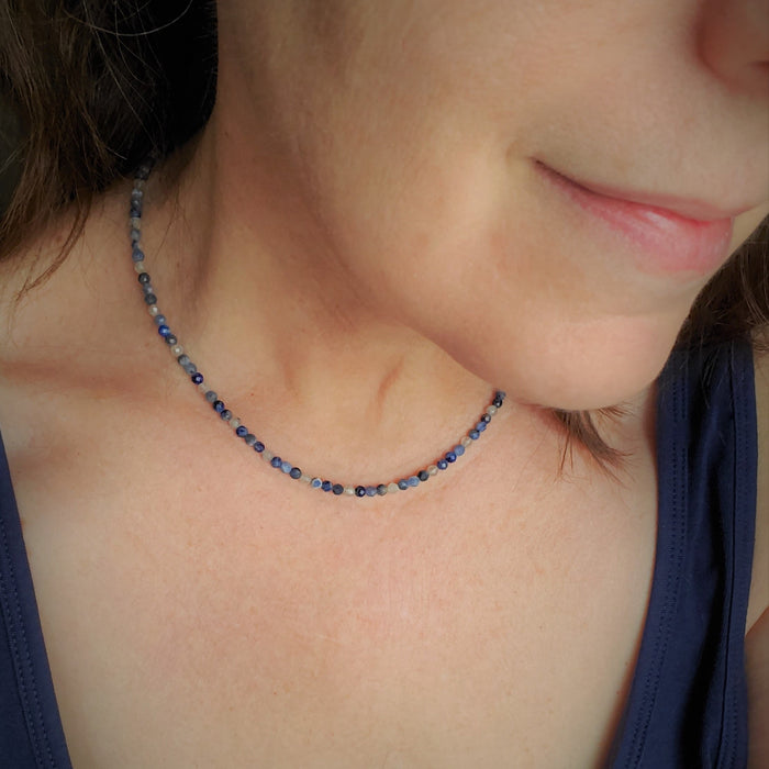 faceted Sodalite Labradorite choker necklace