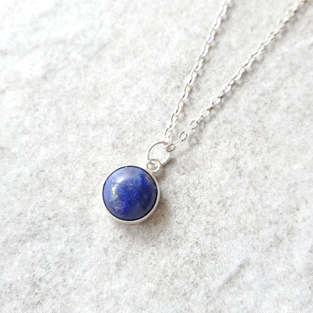 Lapis Lazuli bezel set pendant sterling necklace