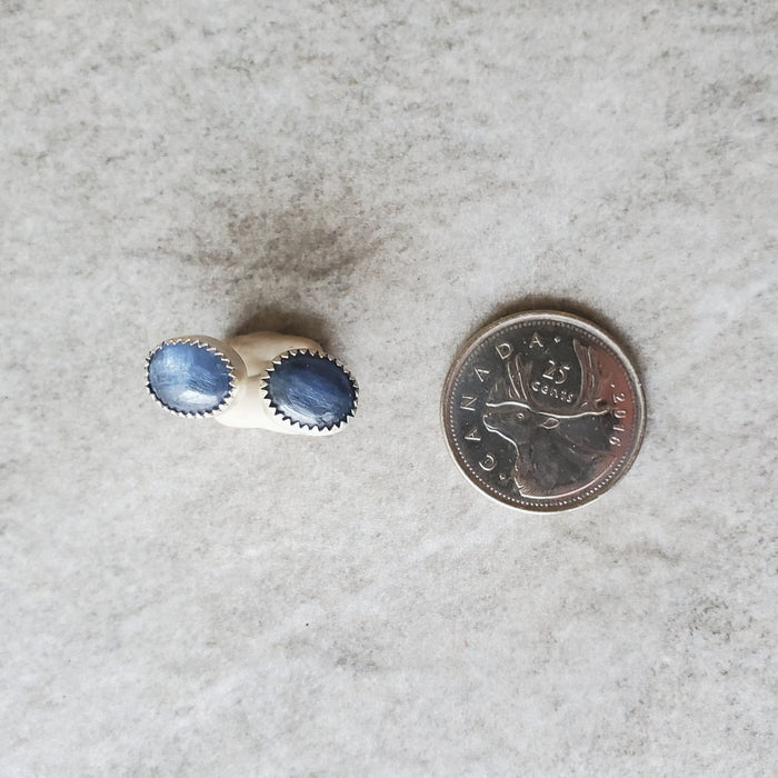 Bezel set oval blue kyanite stud earrings