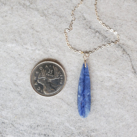 raw blue kyanite pendant necklace 
