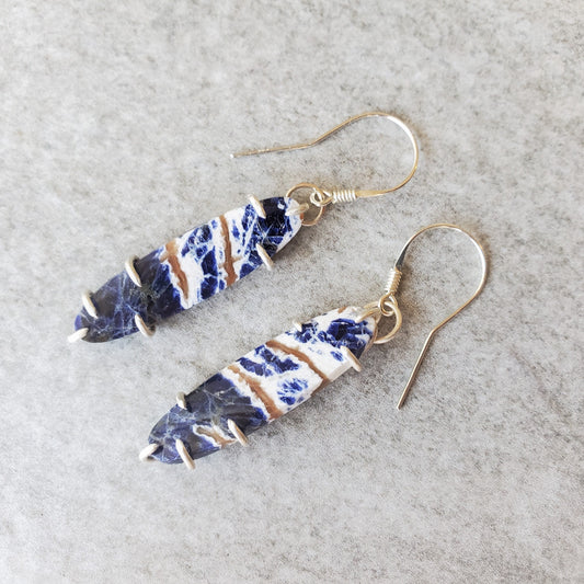 prong set Sodalite marquise earrings