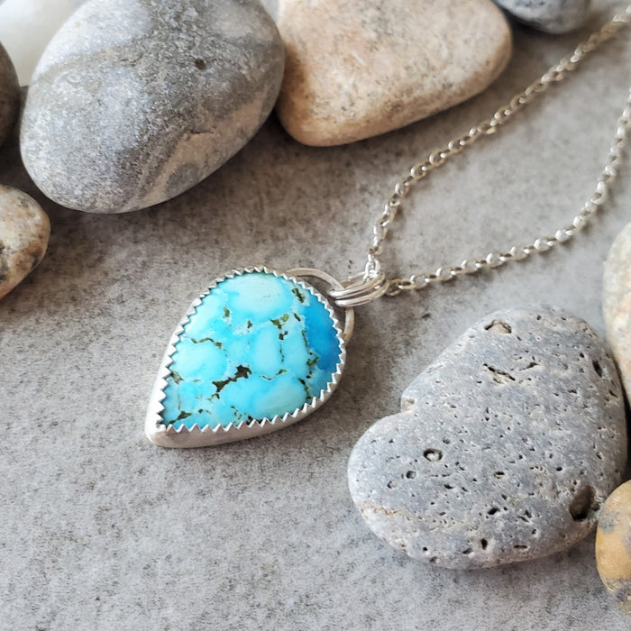 Tibetan Turquoise bezel set in sterling silver 